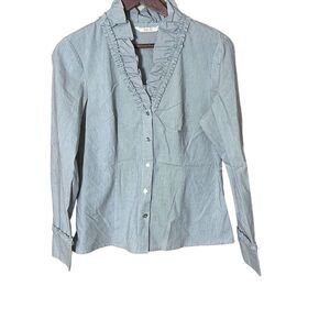 Zoe D. Cotton Blend Button Down Shirt